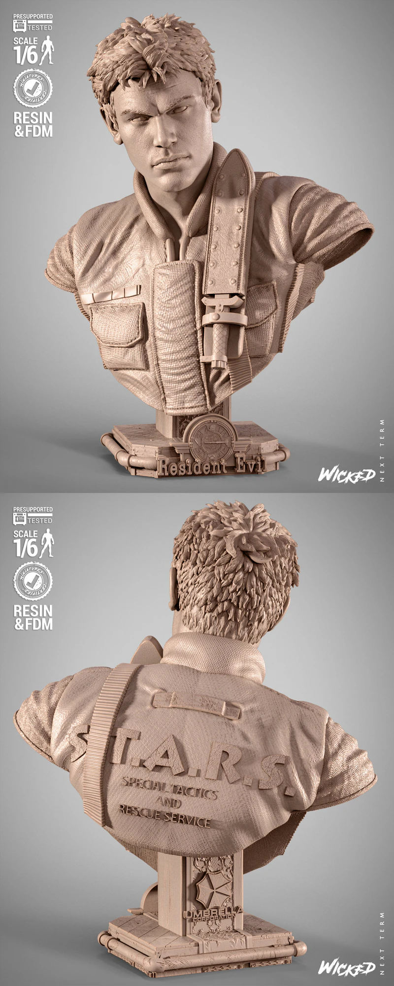 Chris Redfield Portrait Bust STL Model for 3D Printing STL model for 3D printing