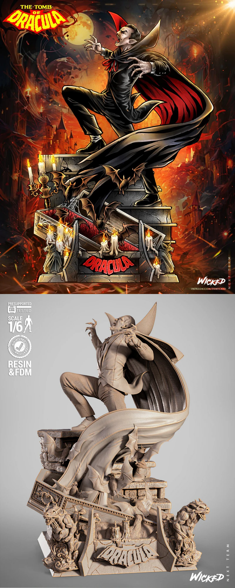 Dracula Sculpture 3D Printable STL Model STL model for 3D printing