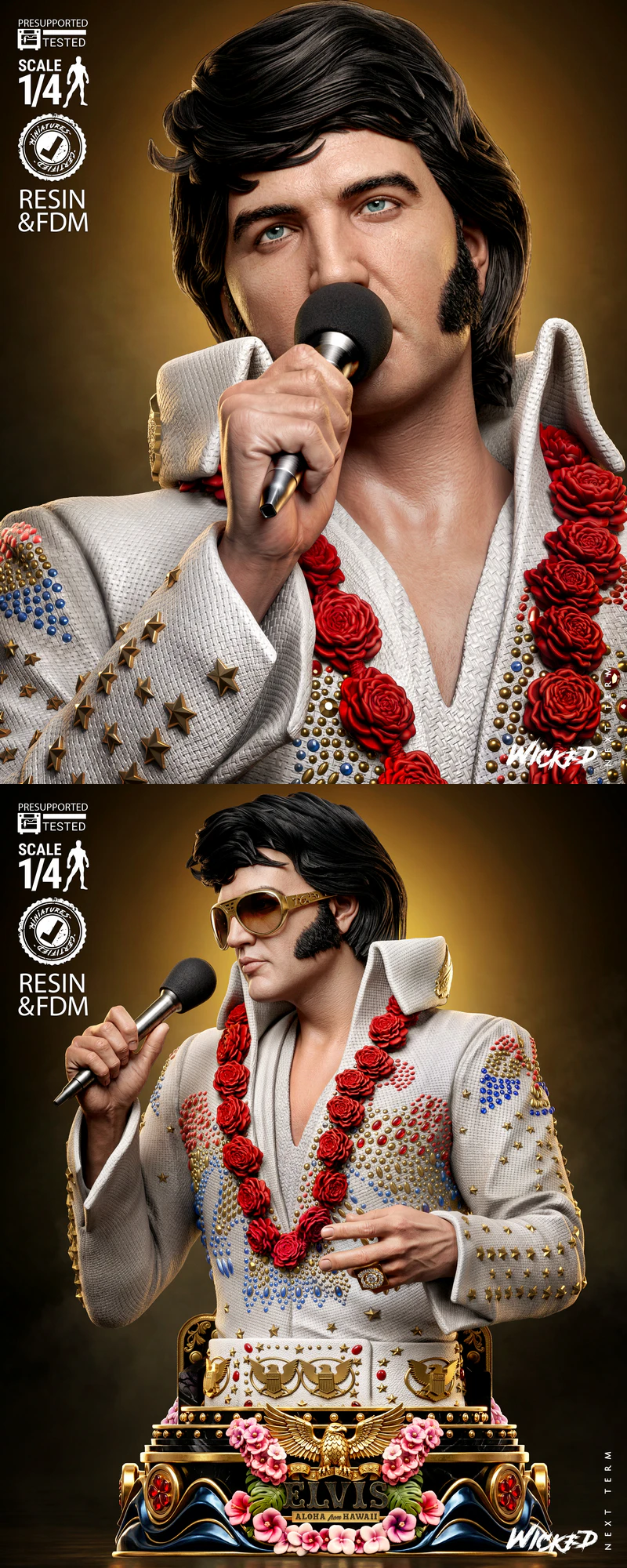 Elvis Presley Portrait Bust STL model for 3D printing
