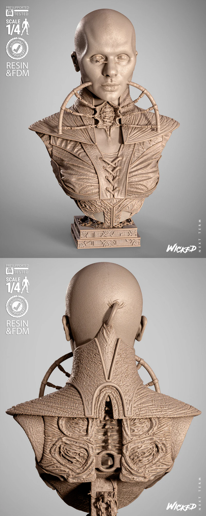 Female Cenobite Portrait 3D Printable Bust STL File STL model for 3D printing