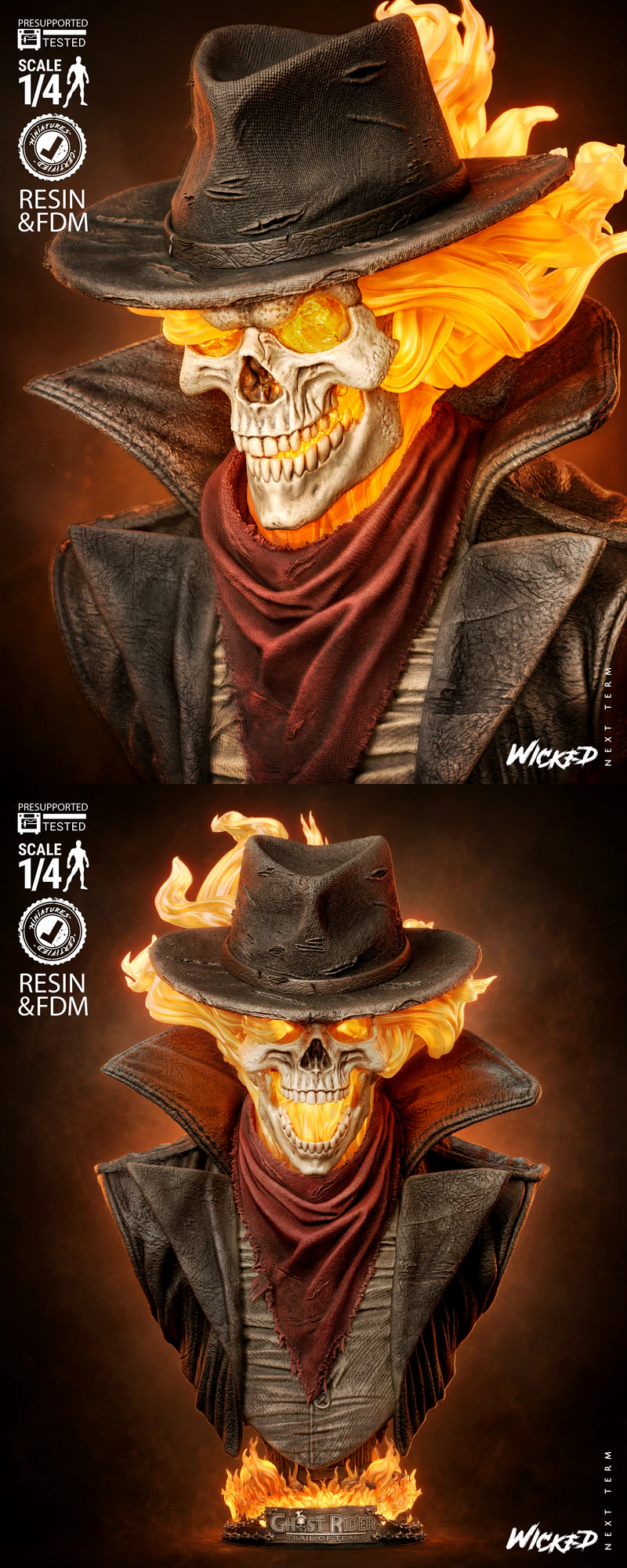 Ghost Rider Billy Bust Portrait STL model for 3D printing