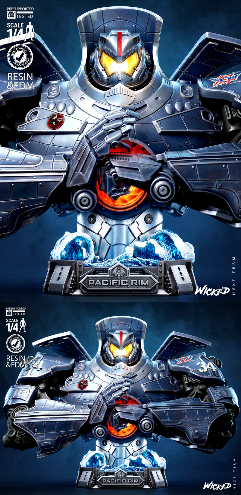 Gipsy Danger Portrait Bust STL model for 3D printing