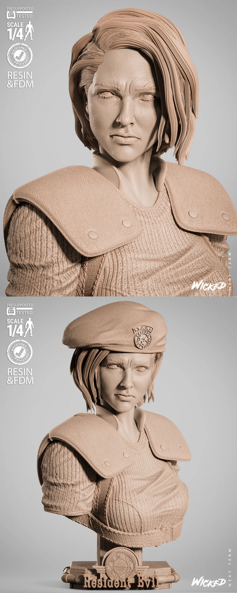 Jill Valentine 3D Printable Portrait Bust STL Model STL model for 3D printing