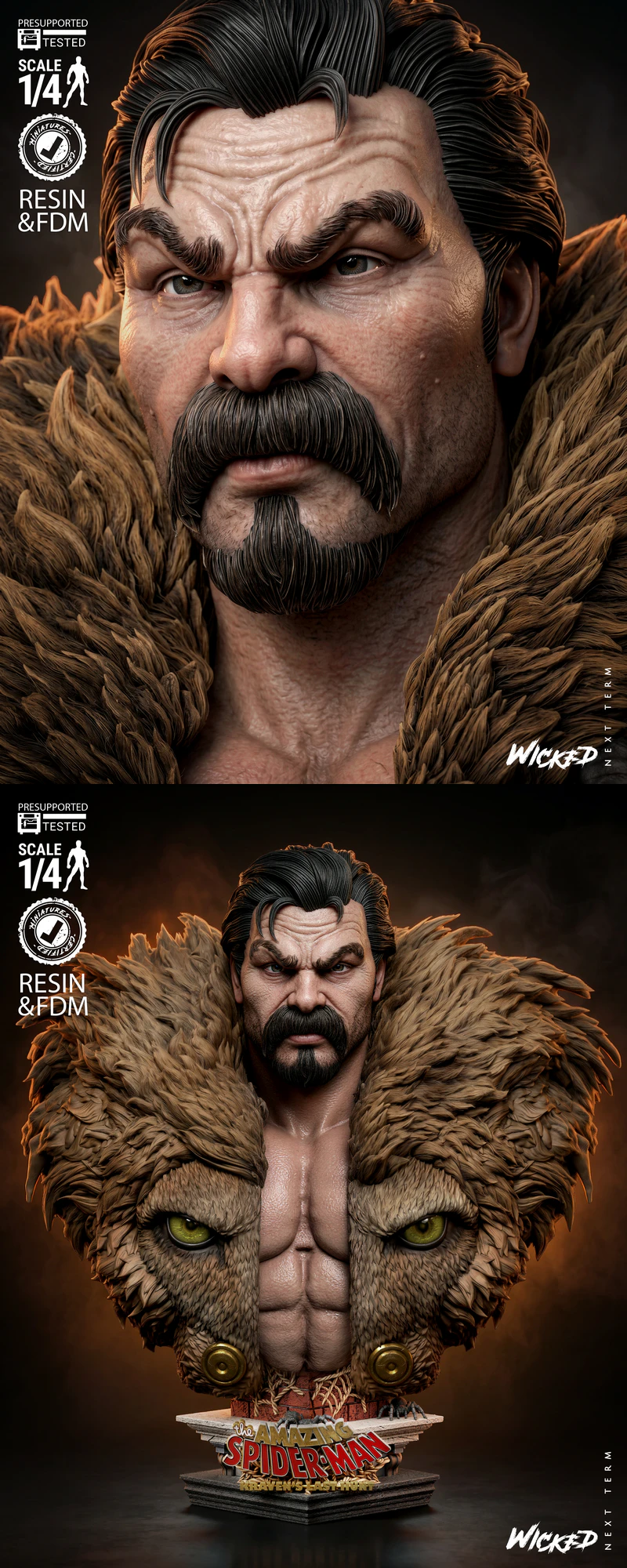 Kraven Bust Portrait STL model for 3D printing