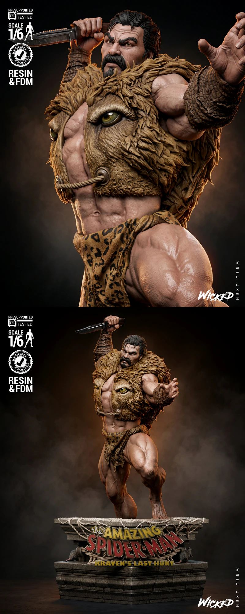 Kraven Sculpture STL model for 3D printing