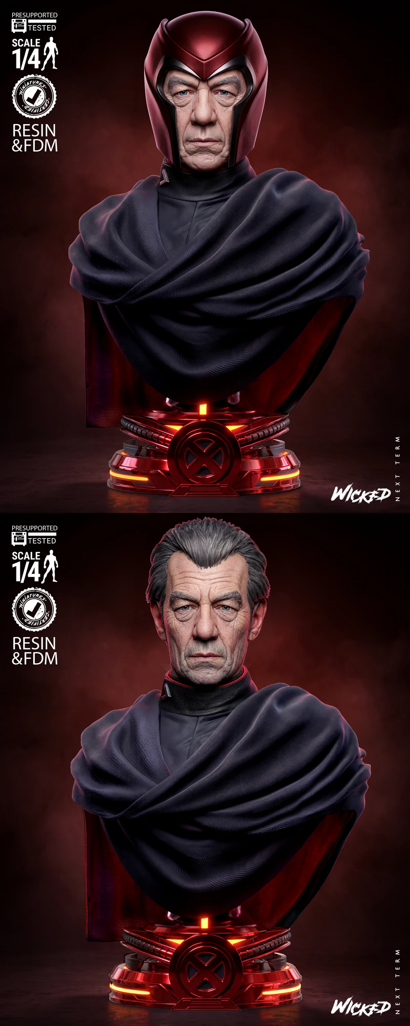 Magneto Bust Portrait STL model for 3D printing