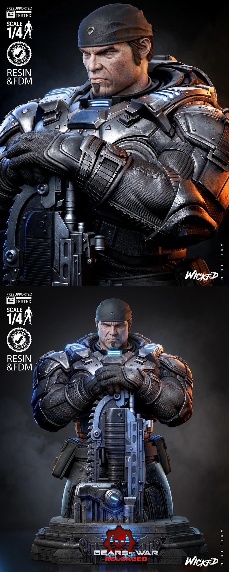 Marcus Fenix Bust STL model for 3D printing