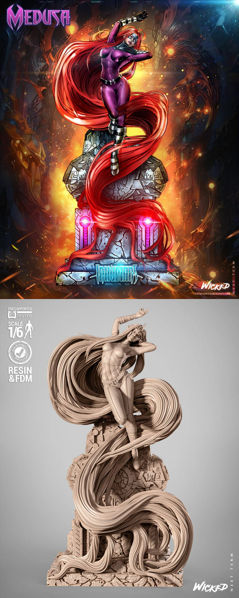 Medusa Inhumans Sculpture STL File for 3D Printing STL model for 3D printing