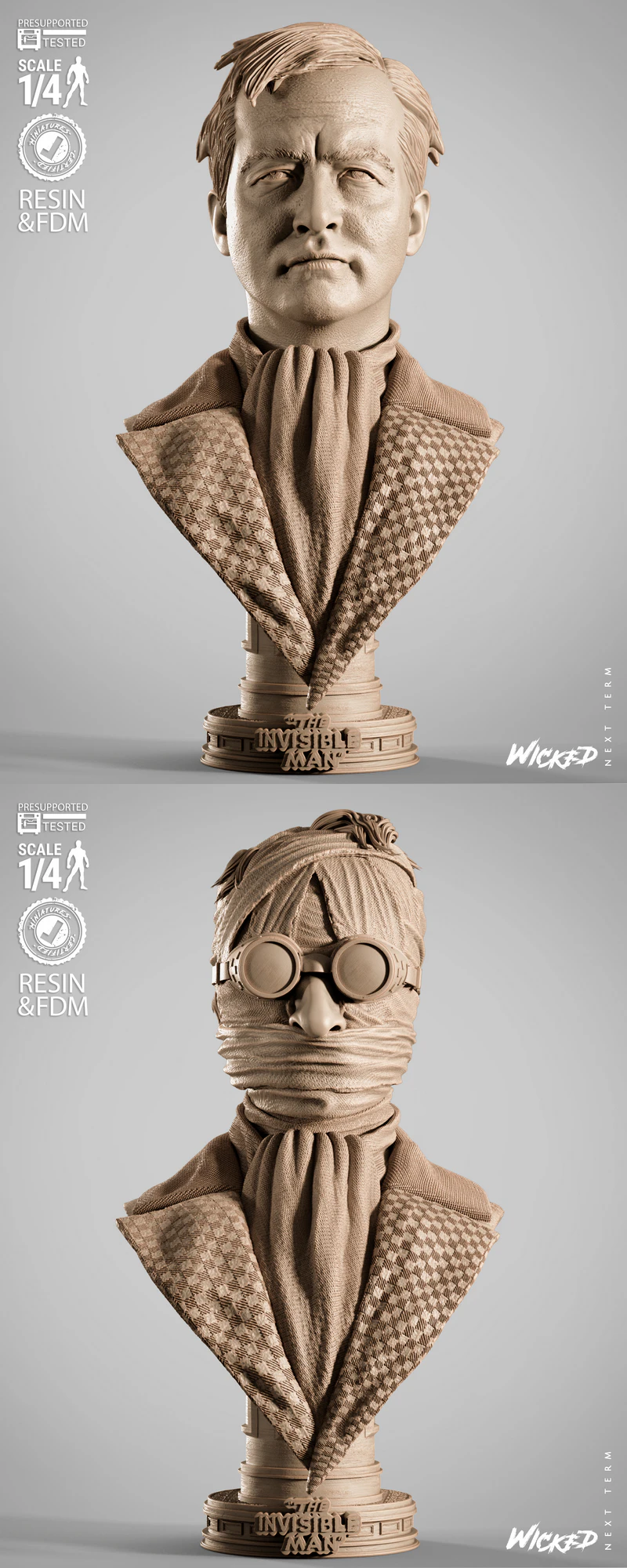 Invisible Gentleman Portrait Bust 3D Printable STL Model STL model for 3D printing