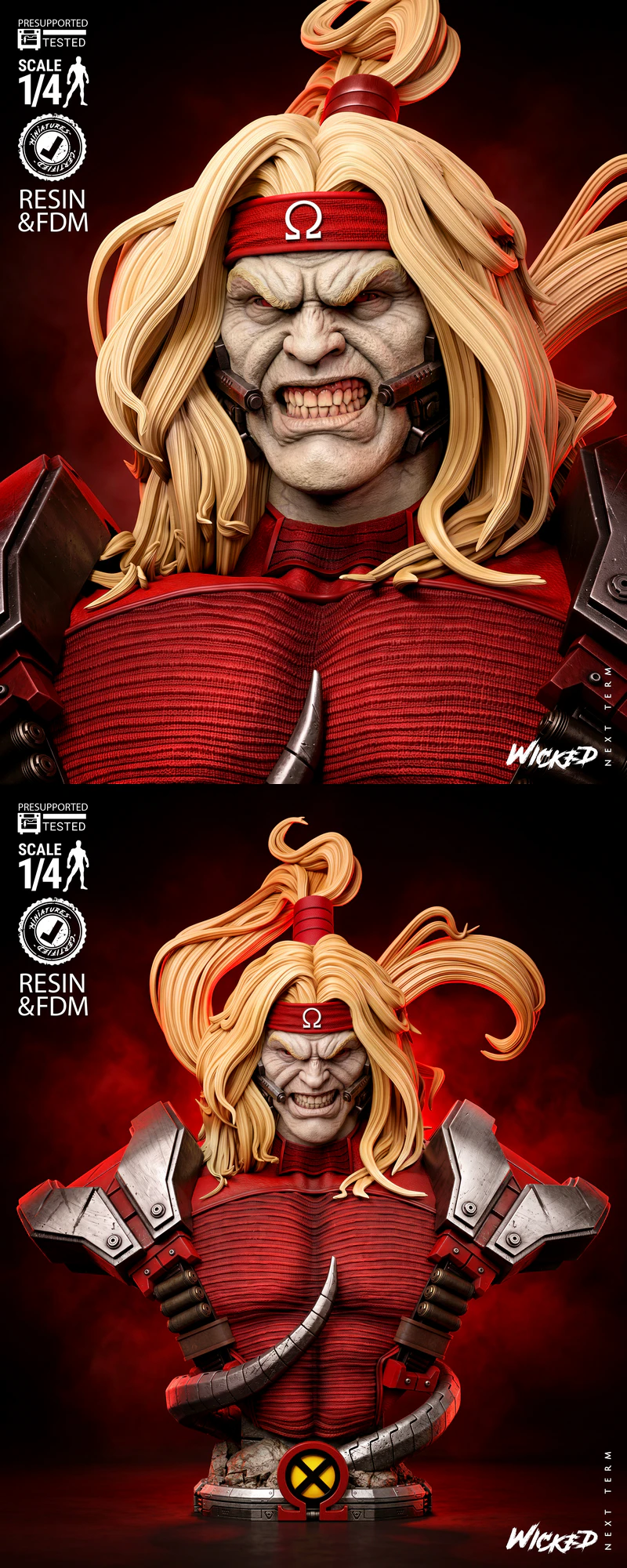 Omega Red Bust Portrait STL model for 3D printing
