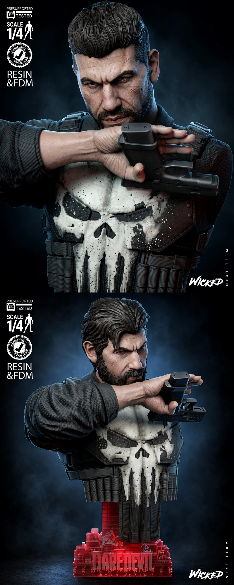 Punisher Portrait Bust STL model for 3D printing