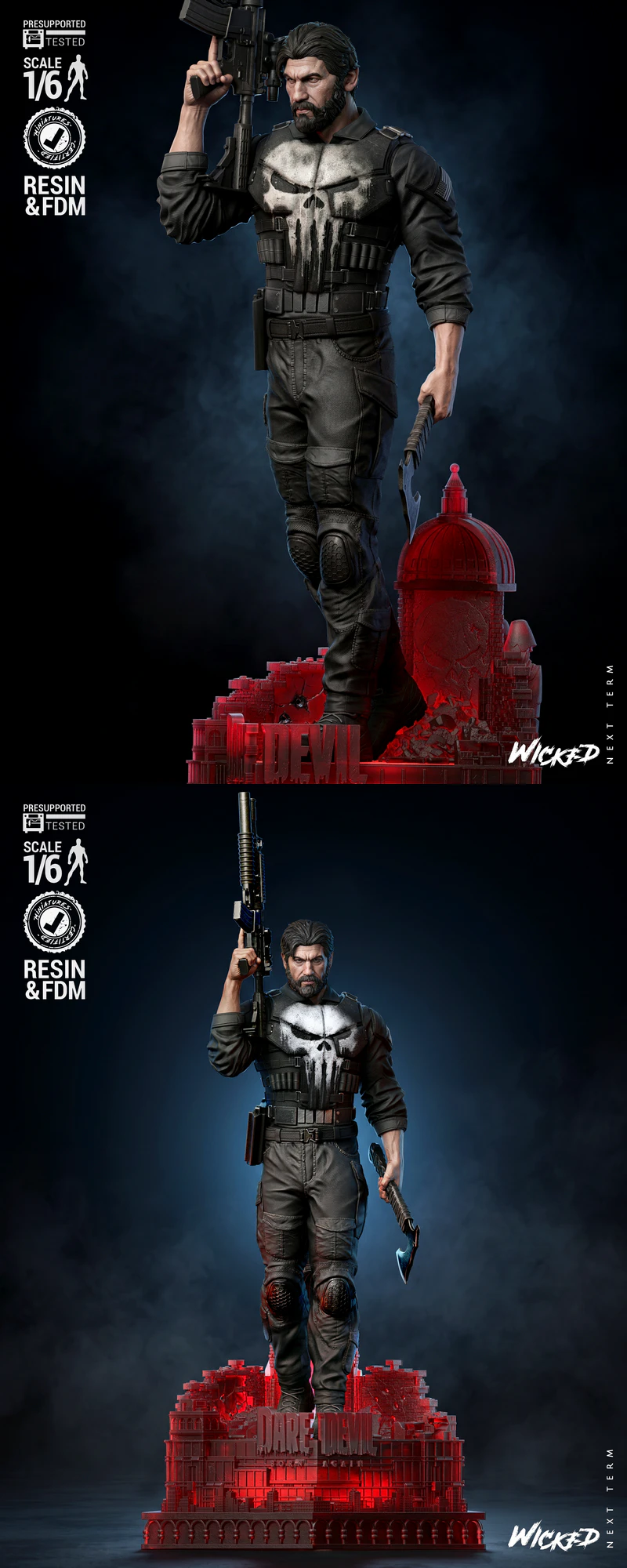 Punisher Sculpture STL model for 3D printing