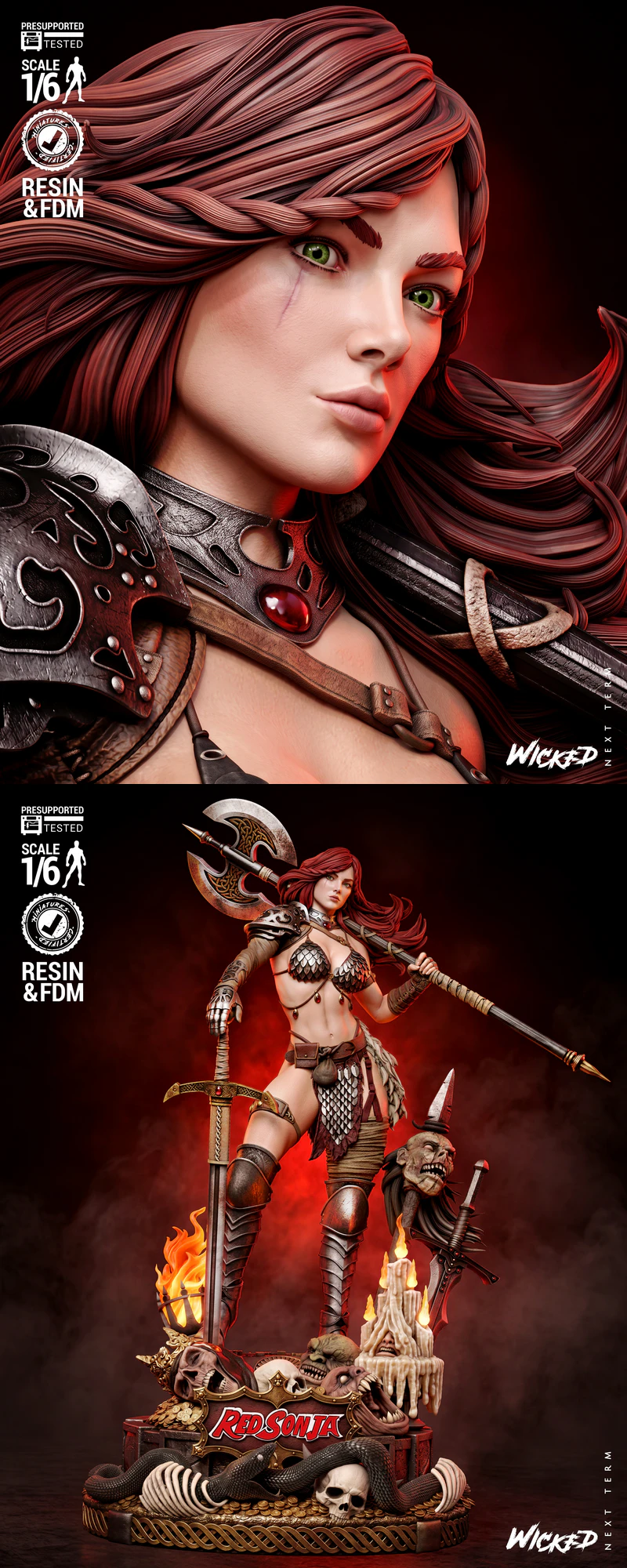 Red Sonja Sculpture STL model for 3D printing
