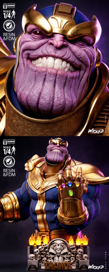 Thanos Bust Portrait STL model for 3D printing
