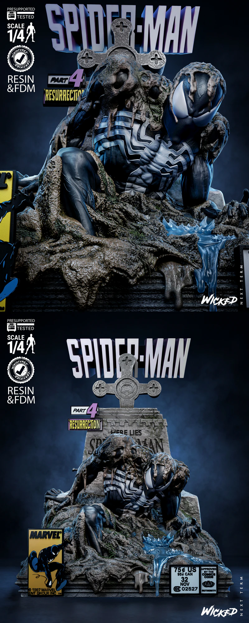 The Last Hunt Spiderman Tomb Bust STL model for 3D printing