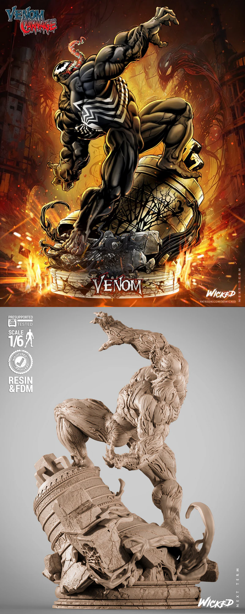 Venom Sculpture 3D Printable STL File for 3D Printer STL model for 3D printing