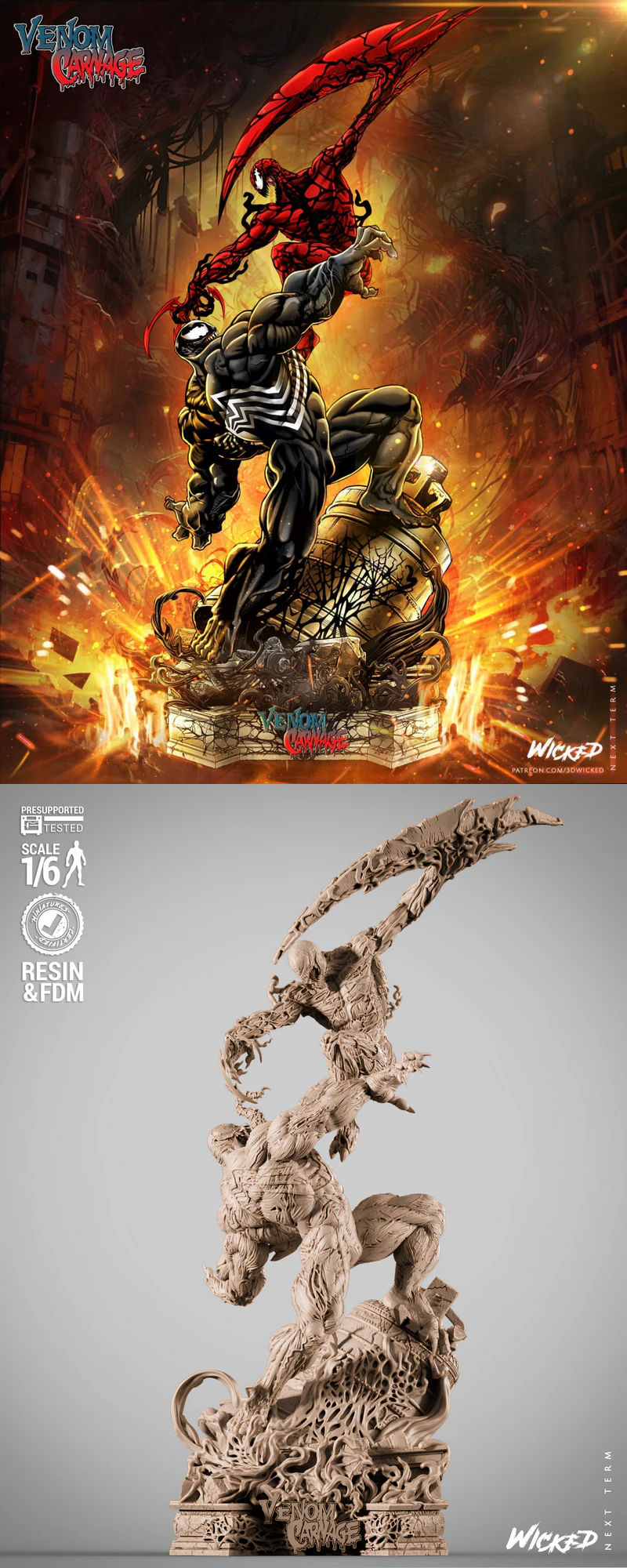 Venom vs Carnage Battle Diorama STL File STL model for 3D printing