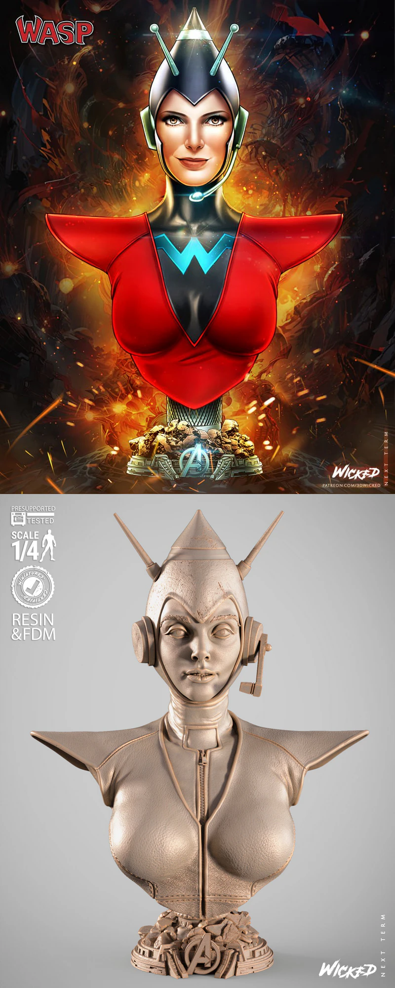 Wasp Portrait 3D Printable Bust STL Model STL model for 3D printing