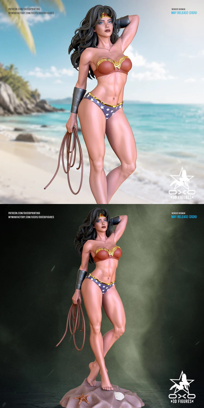 Wonder Woman Miniature Figure STL model for 3D printing