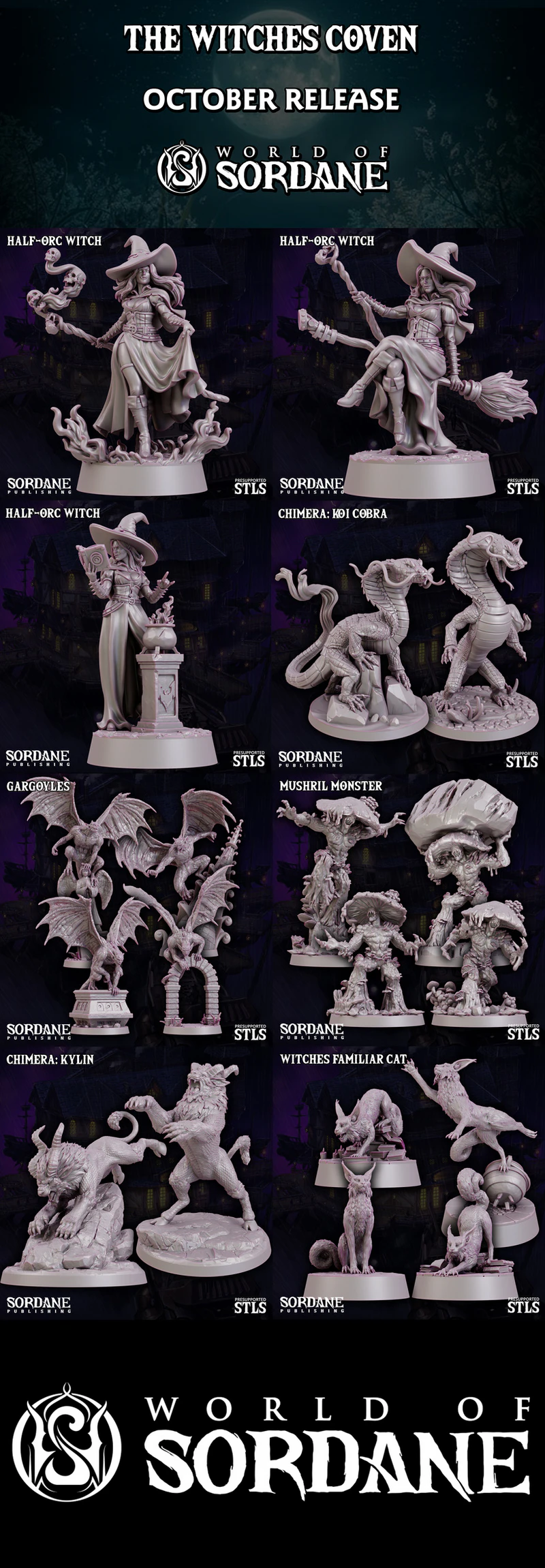 World of Sordane – The Witches Coven 3D Printable Miniature STL File STL model for 3D printing