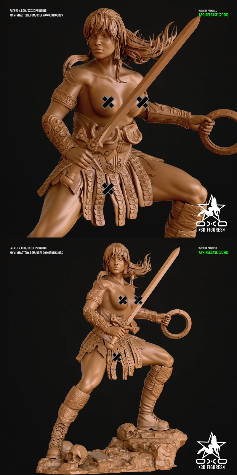 Xena Warrior Princess Miniature Figure Extra STL model for 3D printing
