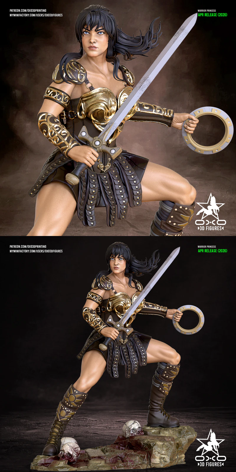 Xena Warrior Princess Miniature Figure STL model for 3D printing
