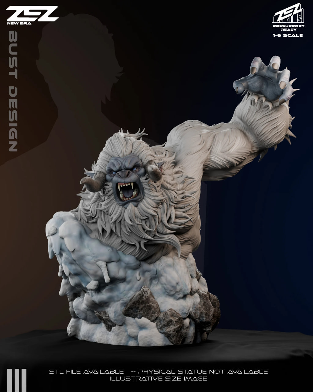 Yeti STL 3D Printable Bust Model STL model for 3D printing