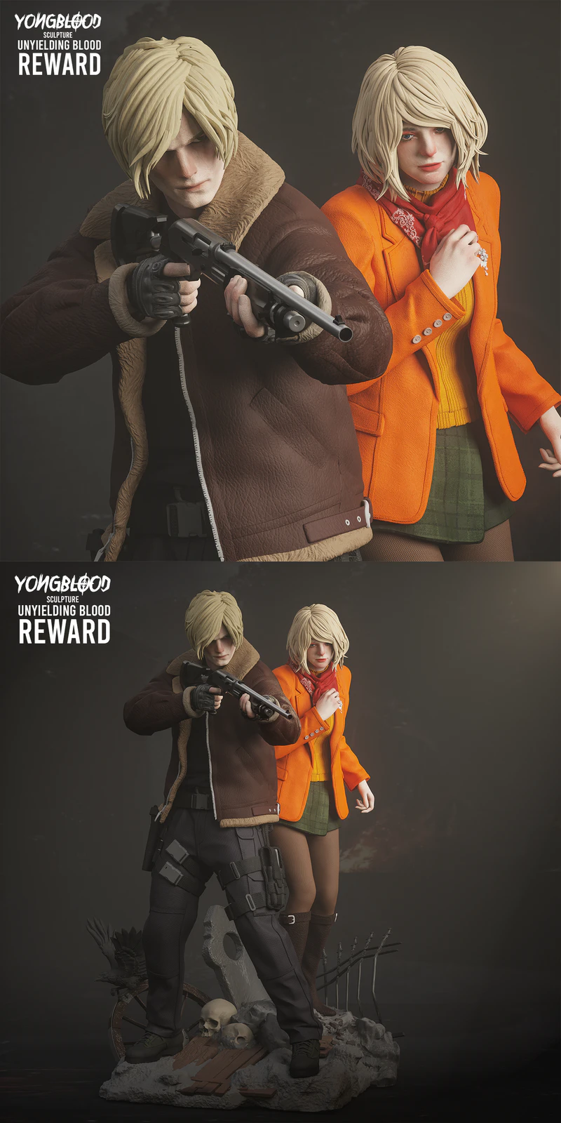 Leon & Ashley diorama STL model for 3D printing