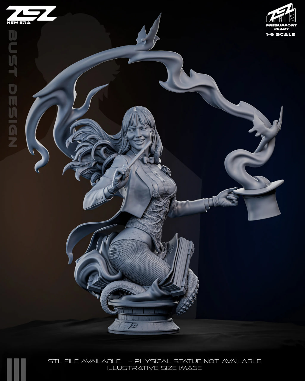 Zatana 3D Printable Bust STL File STL model for 3D printing