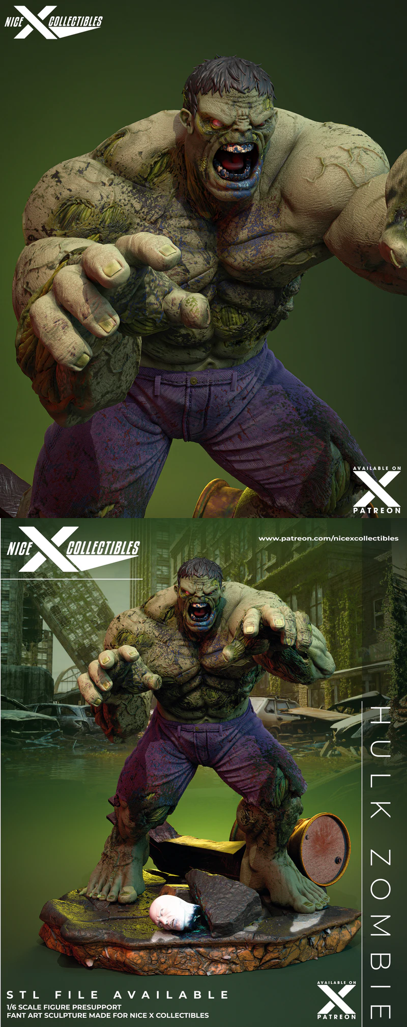 Zombie Hulk 3D Printable STL Figure Model STL model for 3D printing