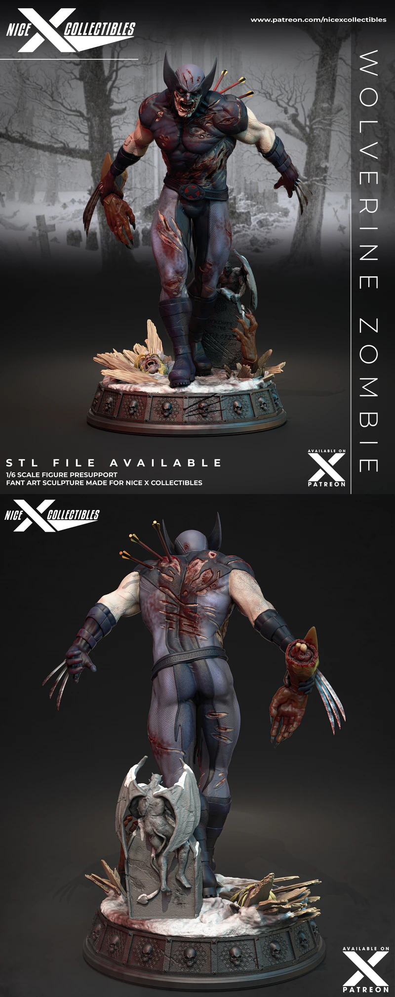 Zombie Wolverine 3D Printable STL Model STL model for 3D printing