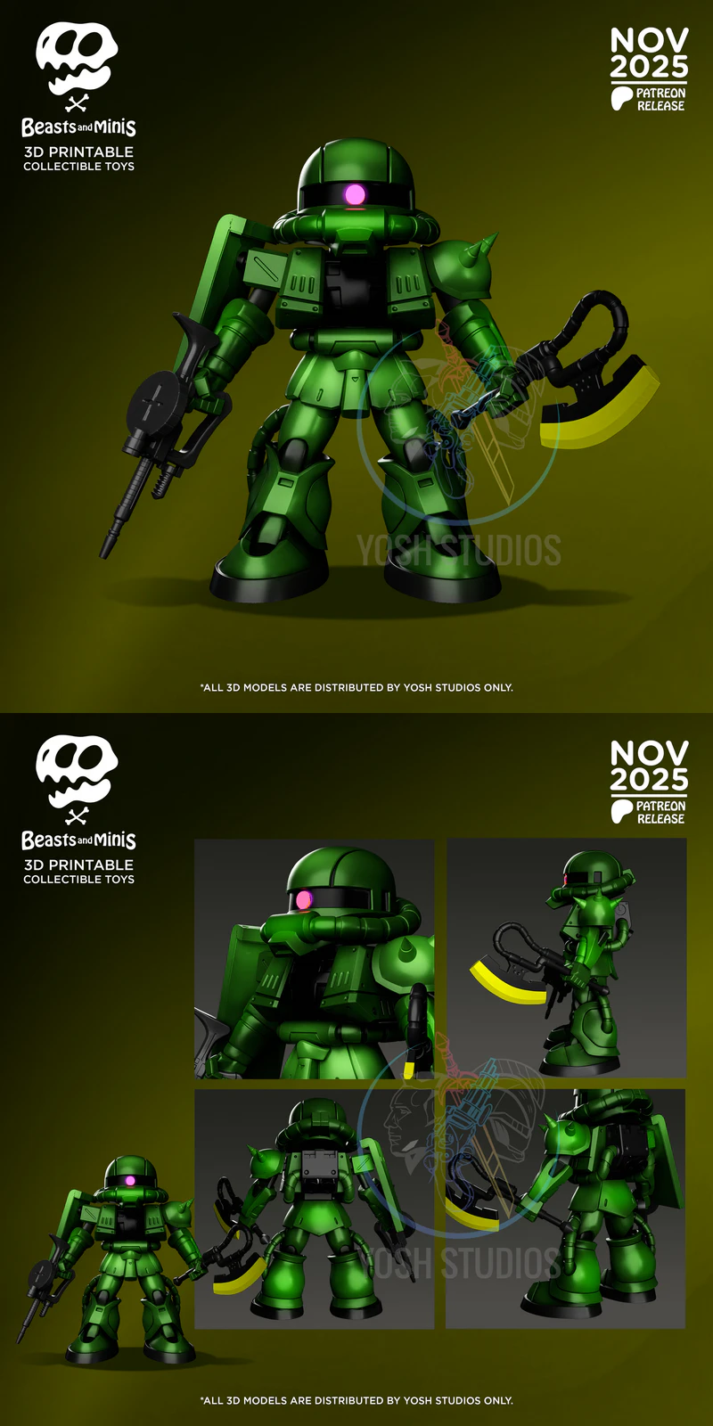Zaku Miniature STL File for 3D Printing STL model for 3D printing