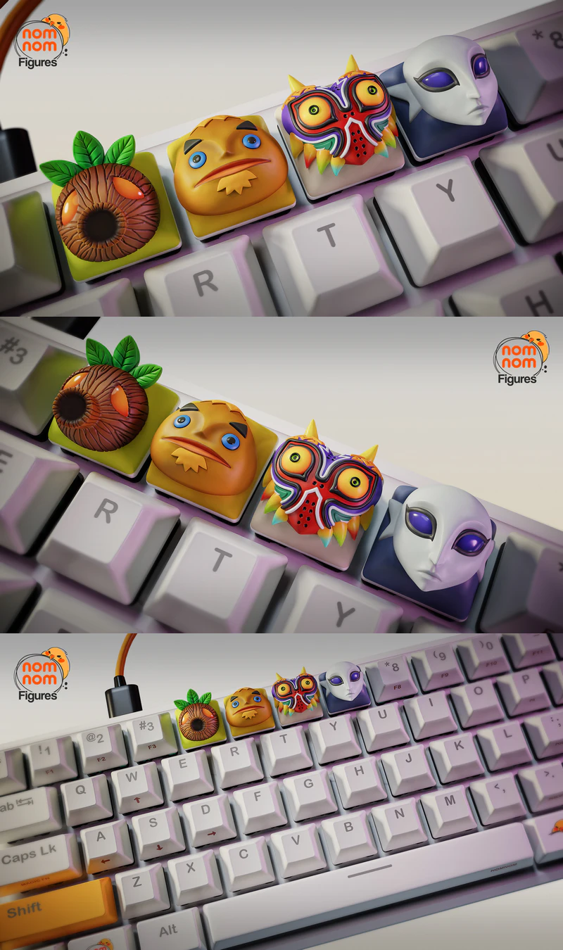 Zelda Masks Keycaps STL model for 3D printing
