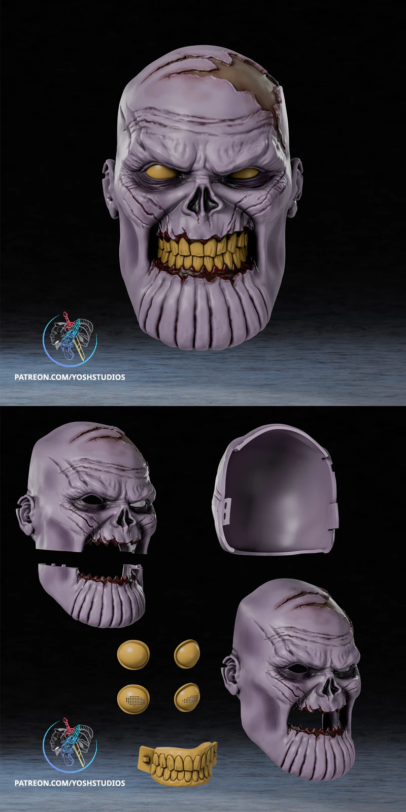 Zombie Thanos Helmet STL for 3D Printer Miniature STL model for 3D printing