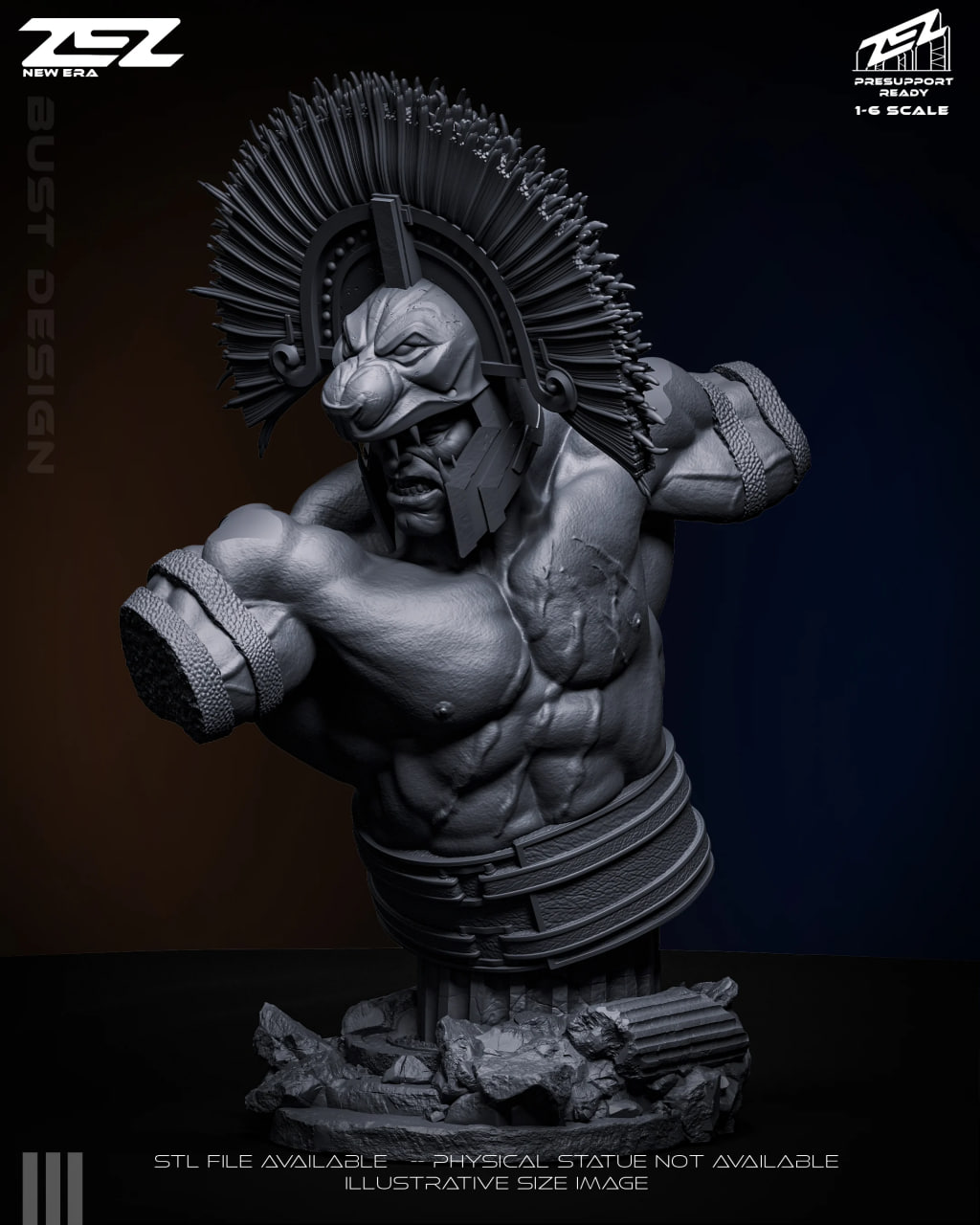 Hercules God of War Bust STL model for 3D printing