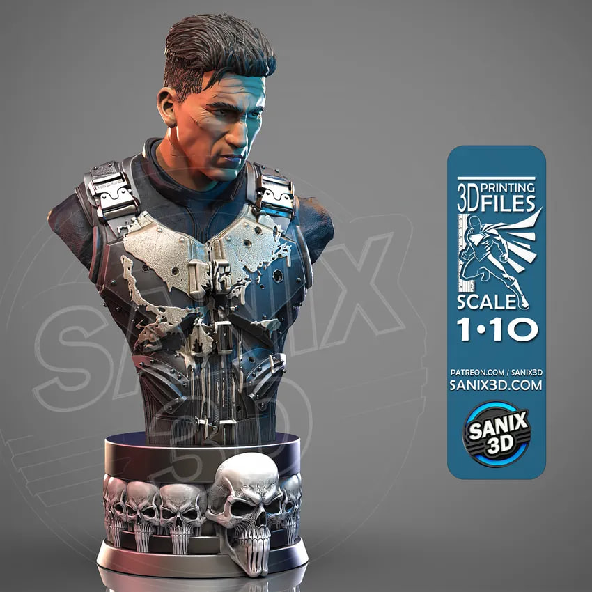 PUNISHER Character Bust STL File for 3D Printing STL model for 3D printing
