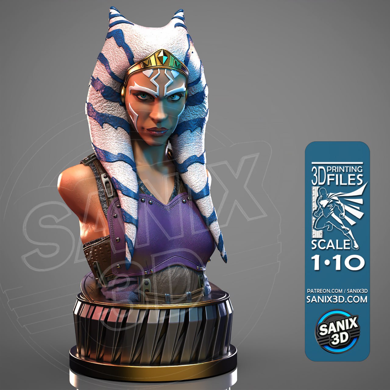 Ahsoka Tano STL File Bust for 3D Printing STL model for 3D printing