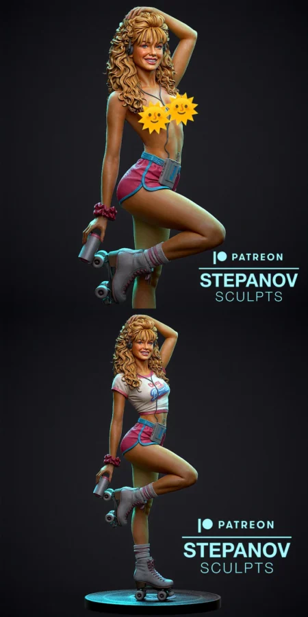 80s Roller Girl STL model for 3D printing