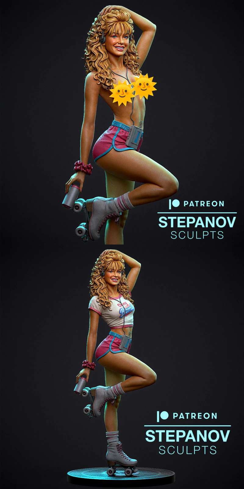 80s Roller Girl STL model for 3D printing
