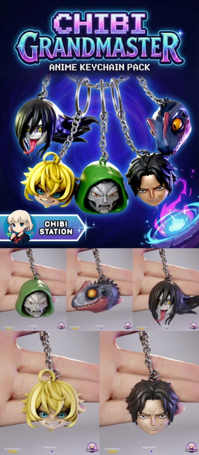 Anime KeyChain Pack STL model for 3D printing
