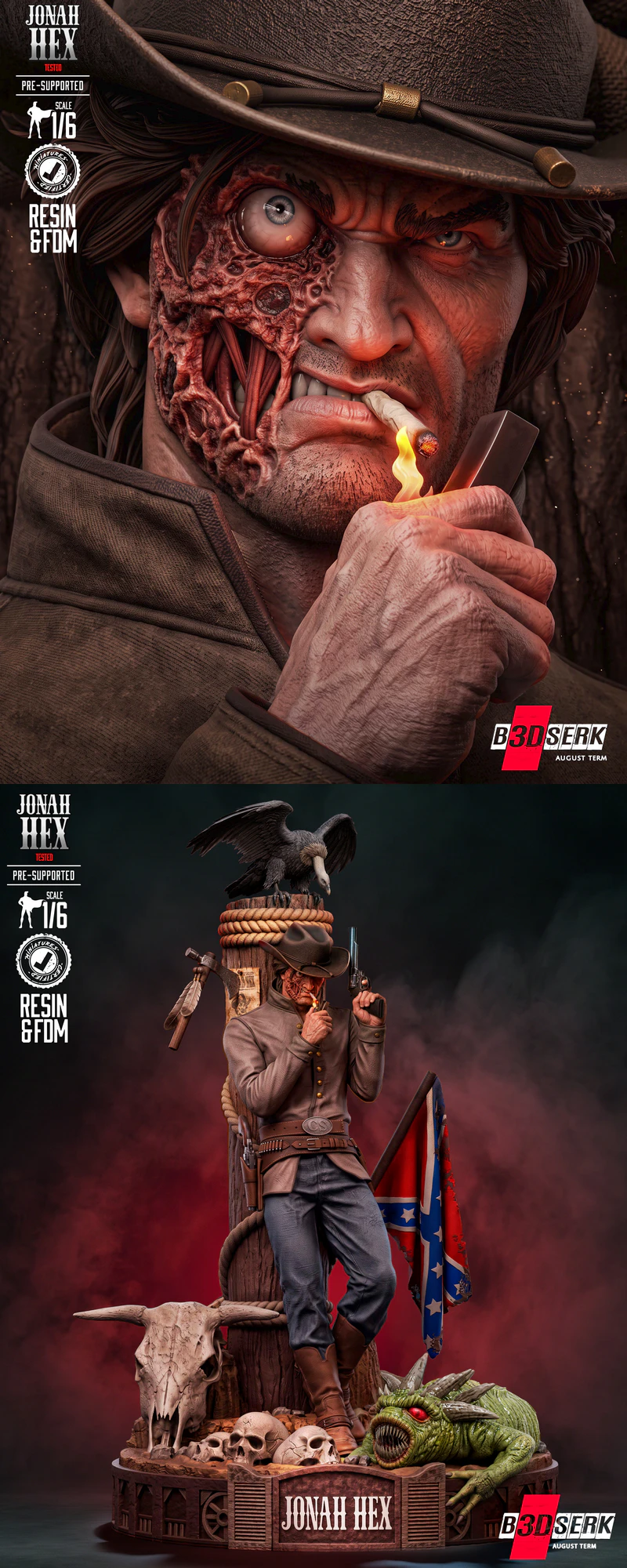 Jonah Hex Sculpture STL model for 3D printing