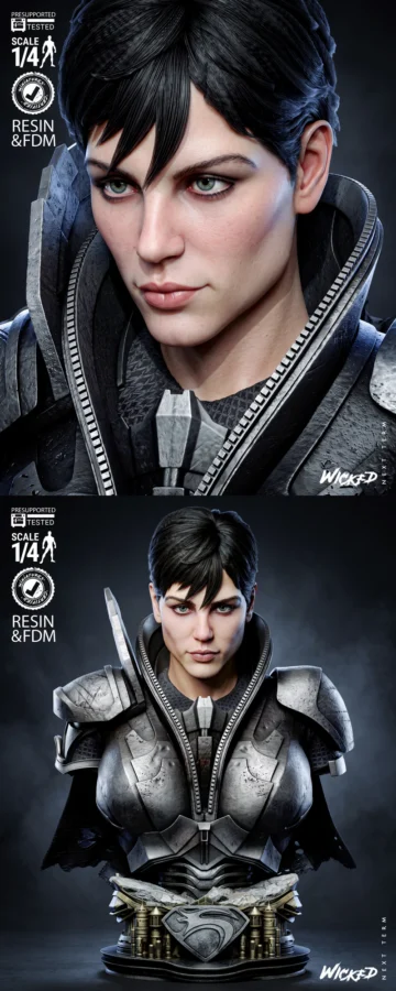 Faora-Ul Portrait Bust STL model for 3D printing