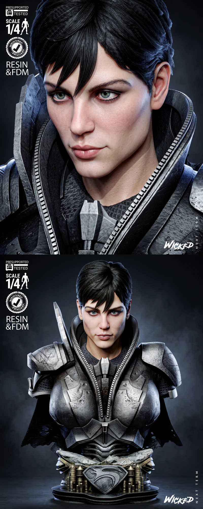 Faora-Ul Portrait Bust STL model for 3D printing