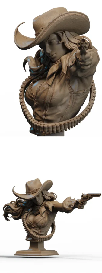 Cowgirl Rogue Bust STL model for 3D printing