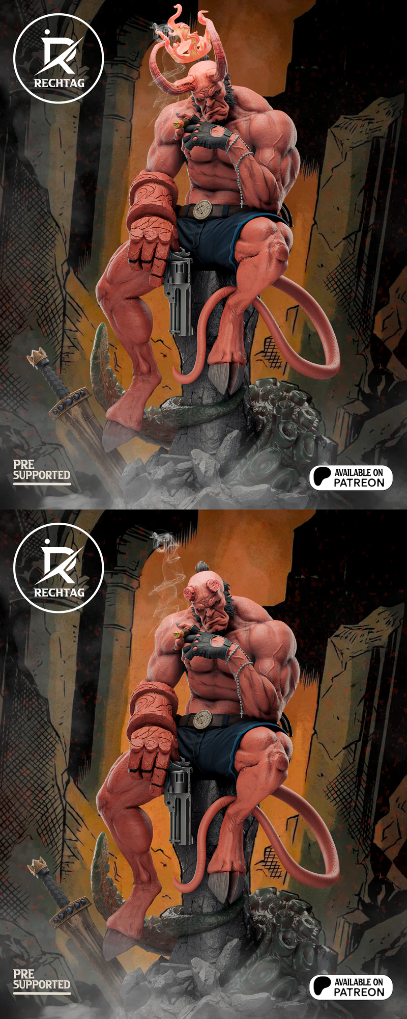 Hellboy STL model for 3D printing