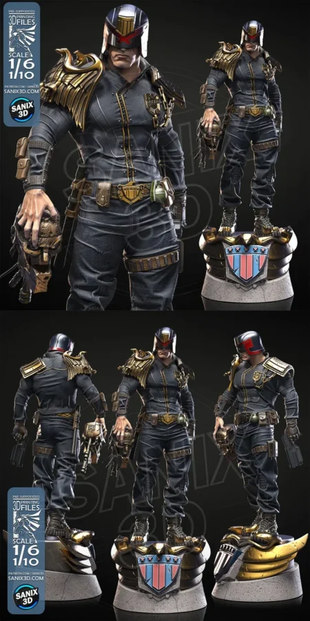 Judge Dredd 3D Printable STL Figure for Resin Printer STL model for 3D printing