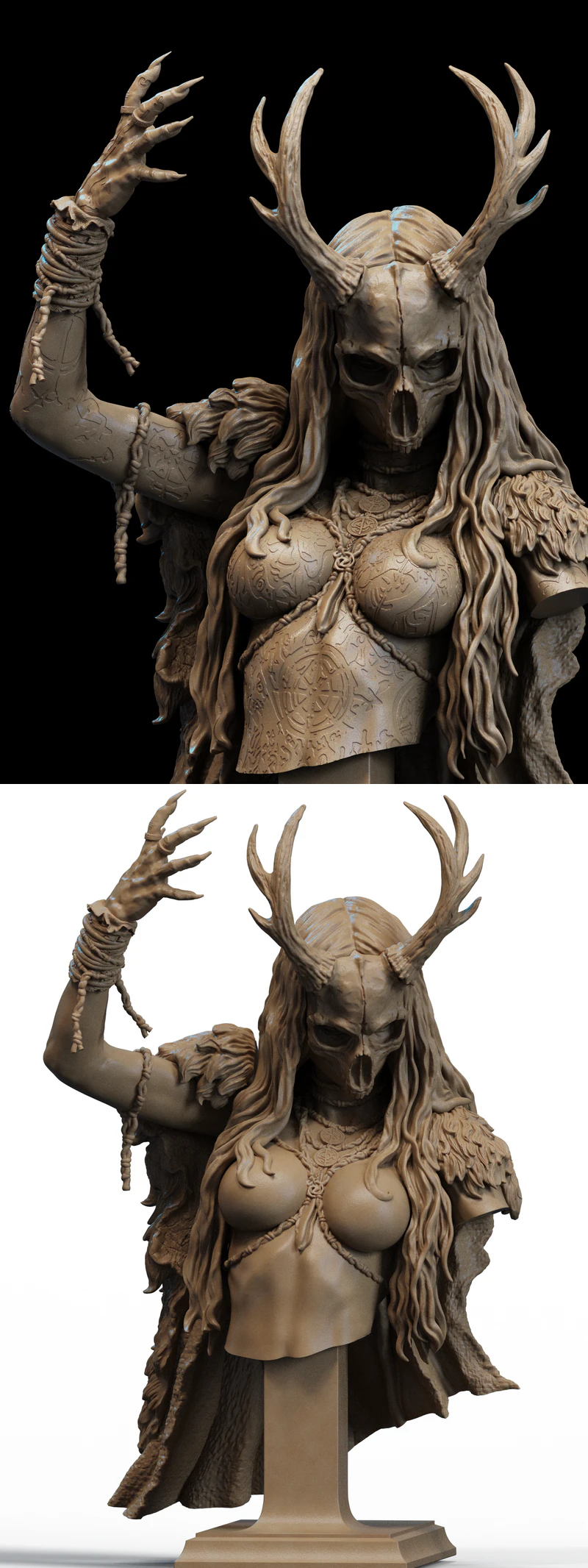 Norse Witch Bust STL model for 3D printing