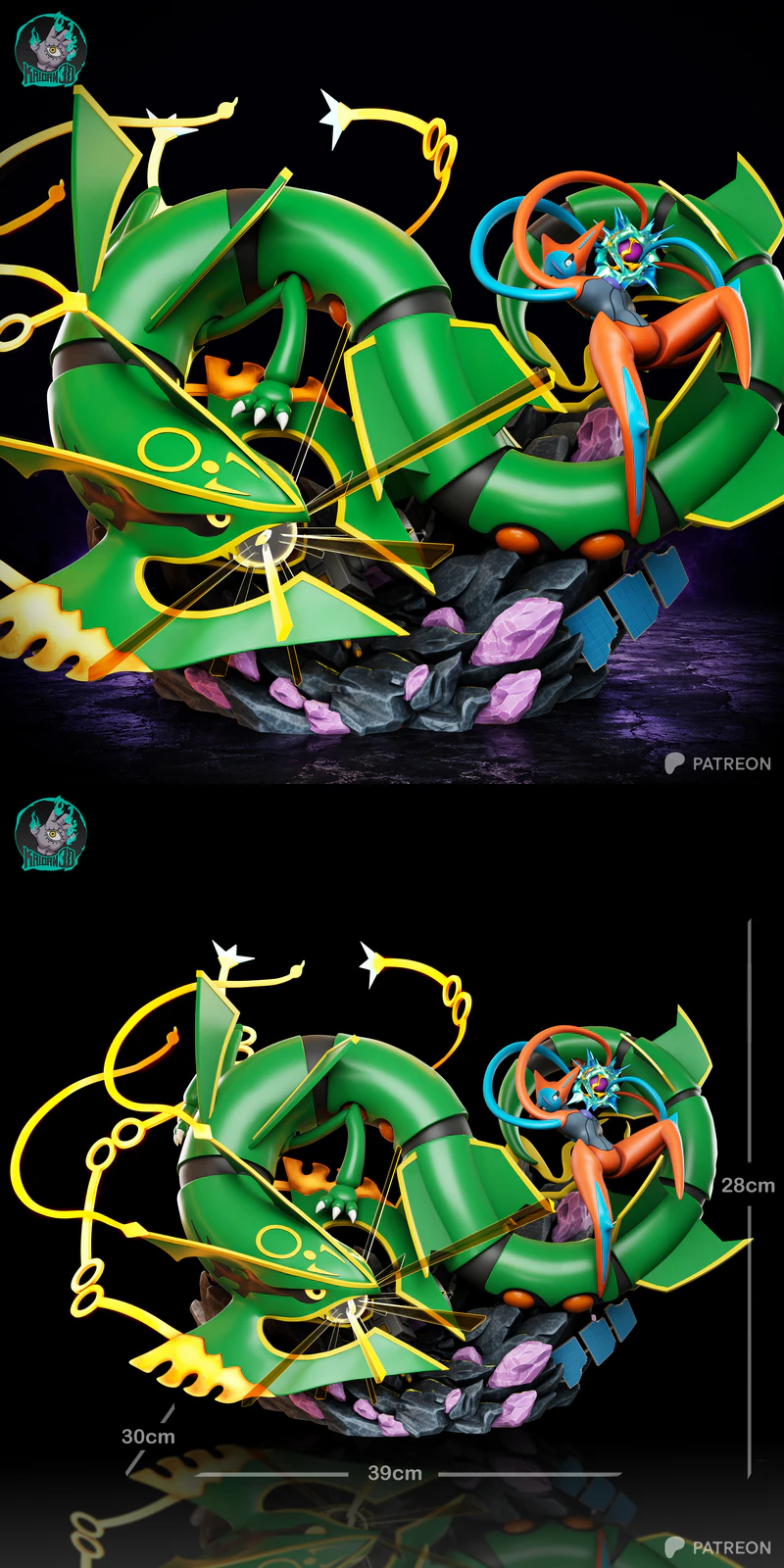Rayquaza vs Deoxys STL model for 3D printing
