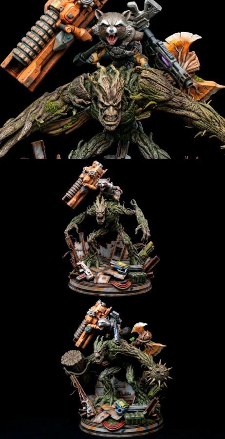 Rocket and Groot STL model for 3D printing
