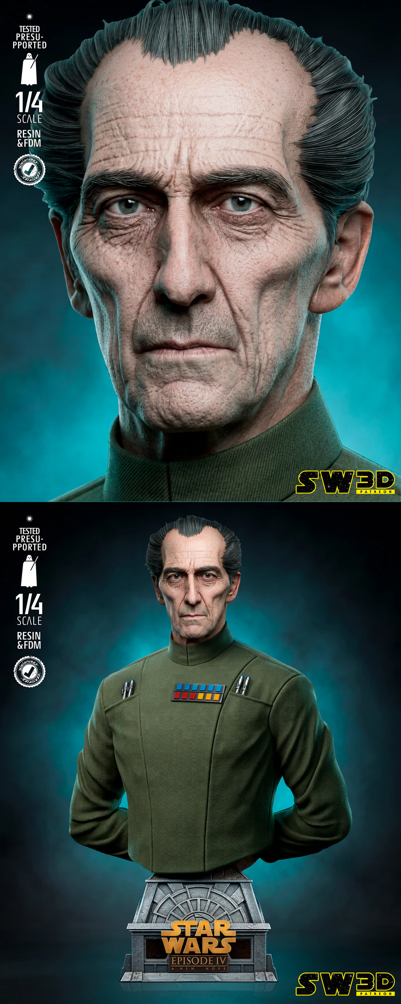 Grand Moff Tarkin Bust STL model for 3D printing